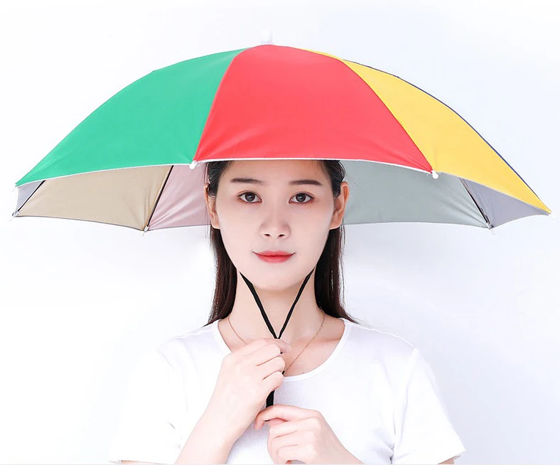 Hat head shape umbrella hat for sun umbrella logo prints travel beach agriculture umbrella