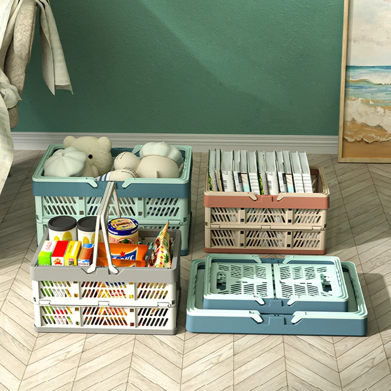 Multi-functional Household Foldable Picnic Basket Sundries Snacks Storage Organizer Basket Collapsible Container