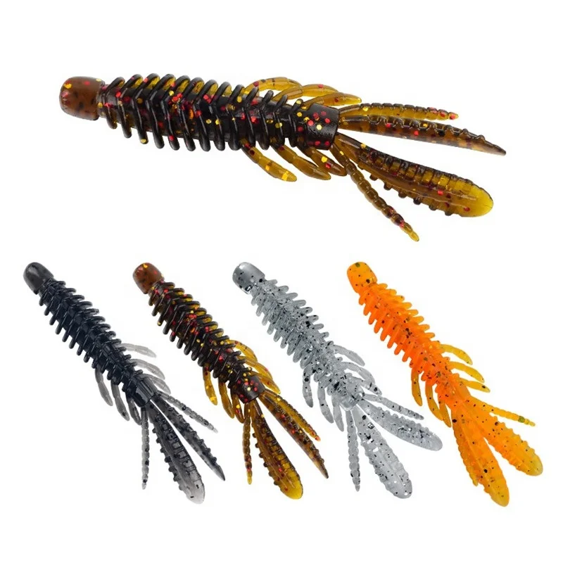 PVC material Artificial Bait Soft Plastic Shrimp Lures Soft Grub Worms Plastic wormbait Lures bass Fishing