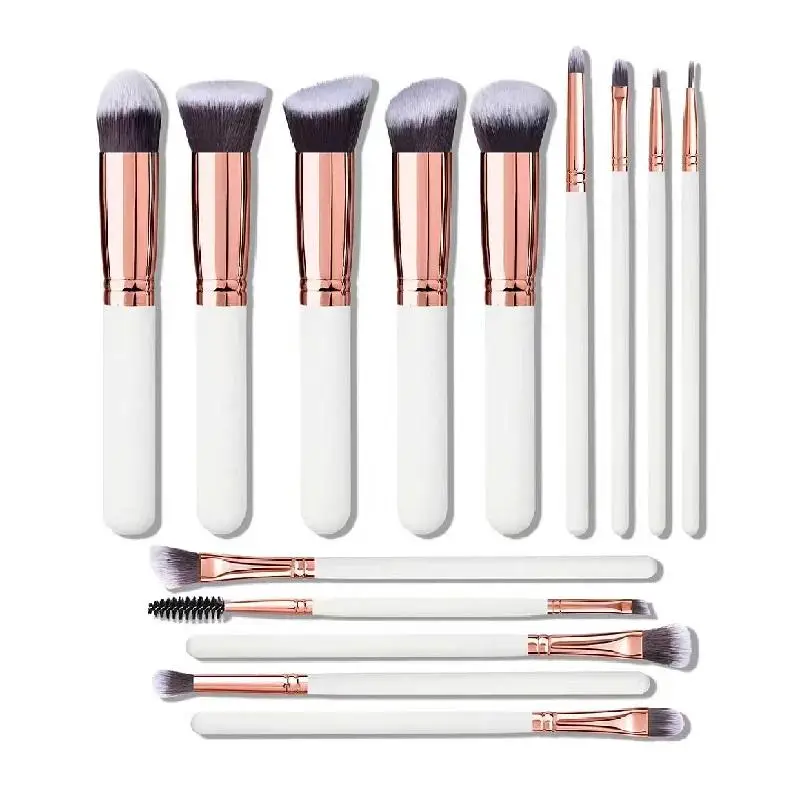 wholesale 14 pcs makeup brushes with holder bag custom logo pink foundation cosmetic brushes makeup brush set