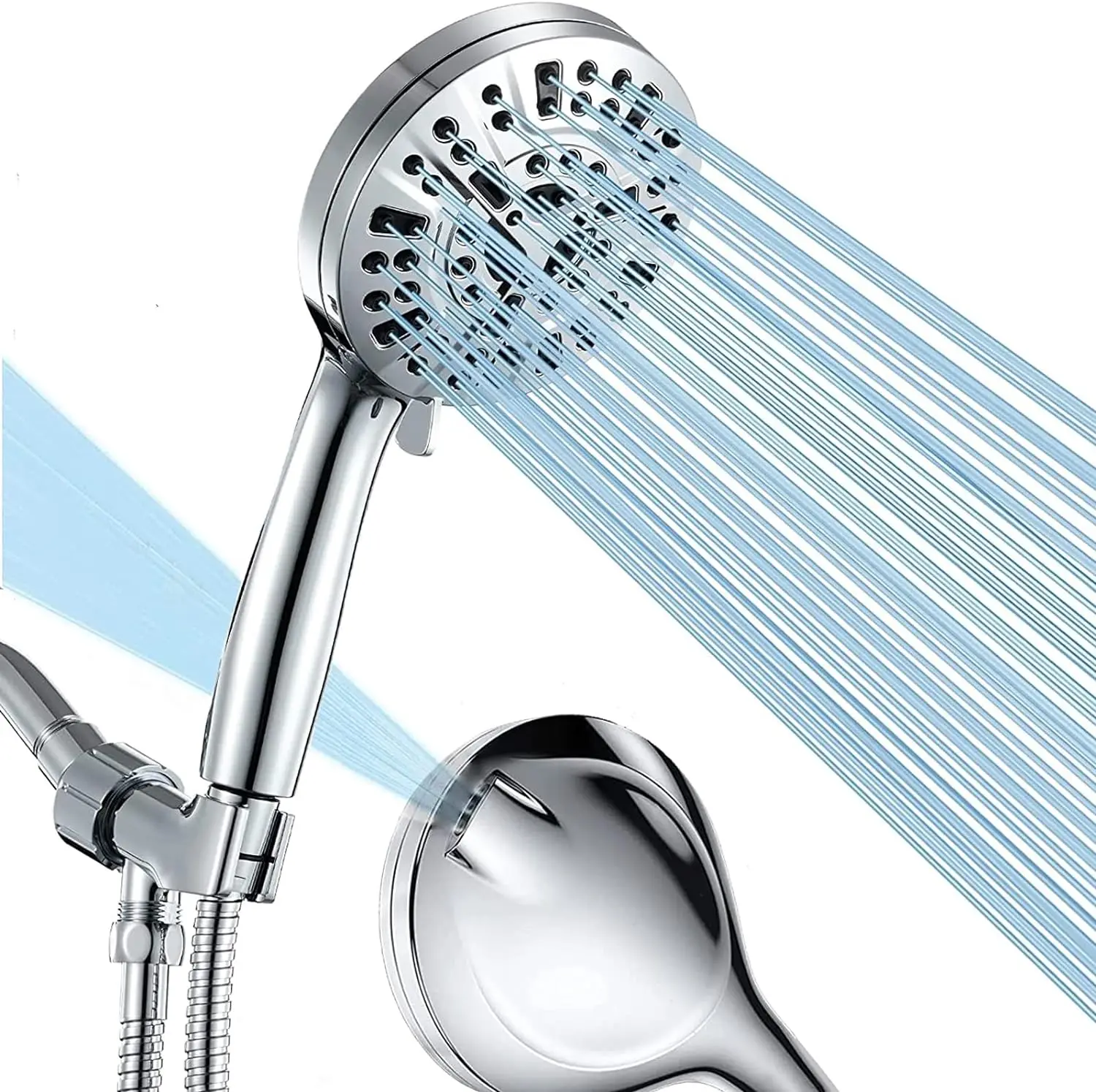 5 inch High Pressure 10 Mode Handheld Shower Head Set with 1.5m Stainless Steel Hose and Adjustable Brass Bracket
