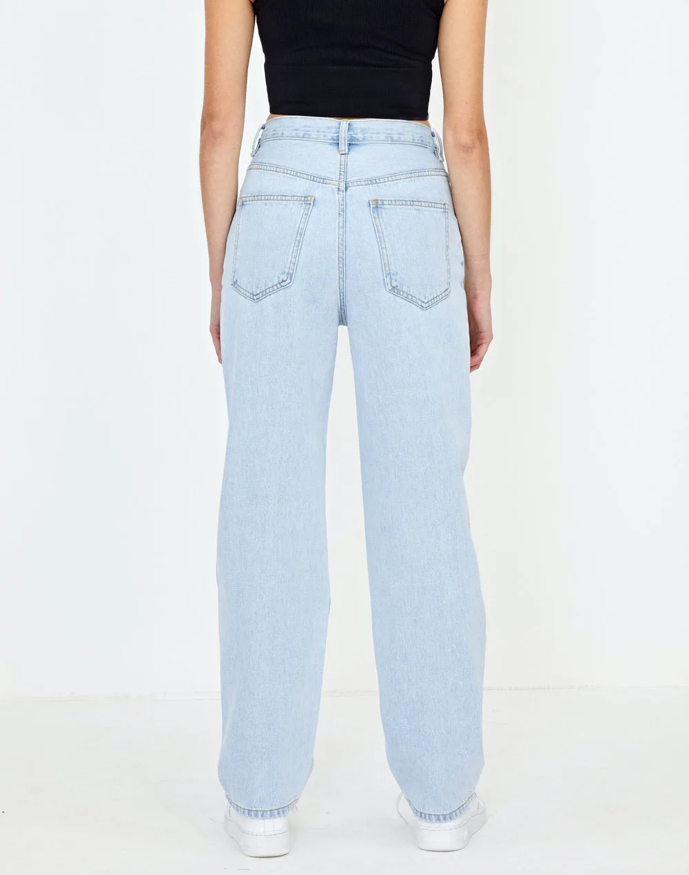 Fashion High Quality Retail Women Denim Pant Ladies baggy Crisscross Boyfriend Tall Girl Blue Straight Trendy Mom Jeans