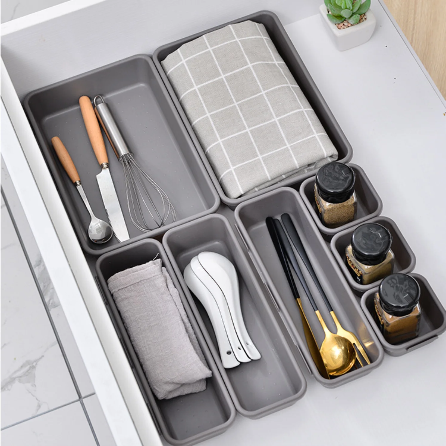 8PCS/SET Drawer storage box tray plastic compartment storage box adjustable plastic storage box clothing accessories