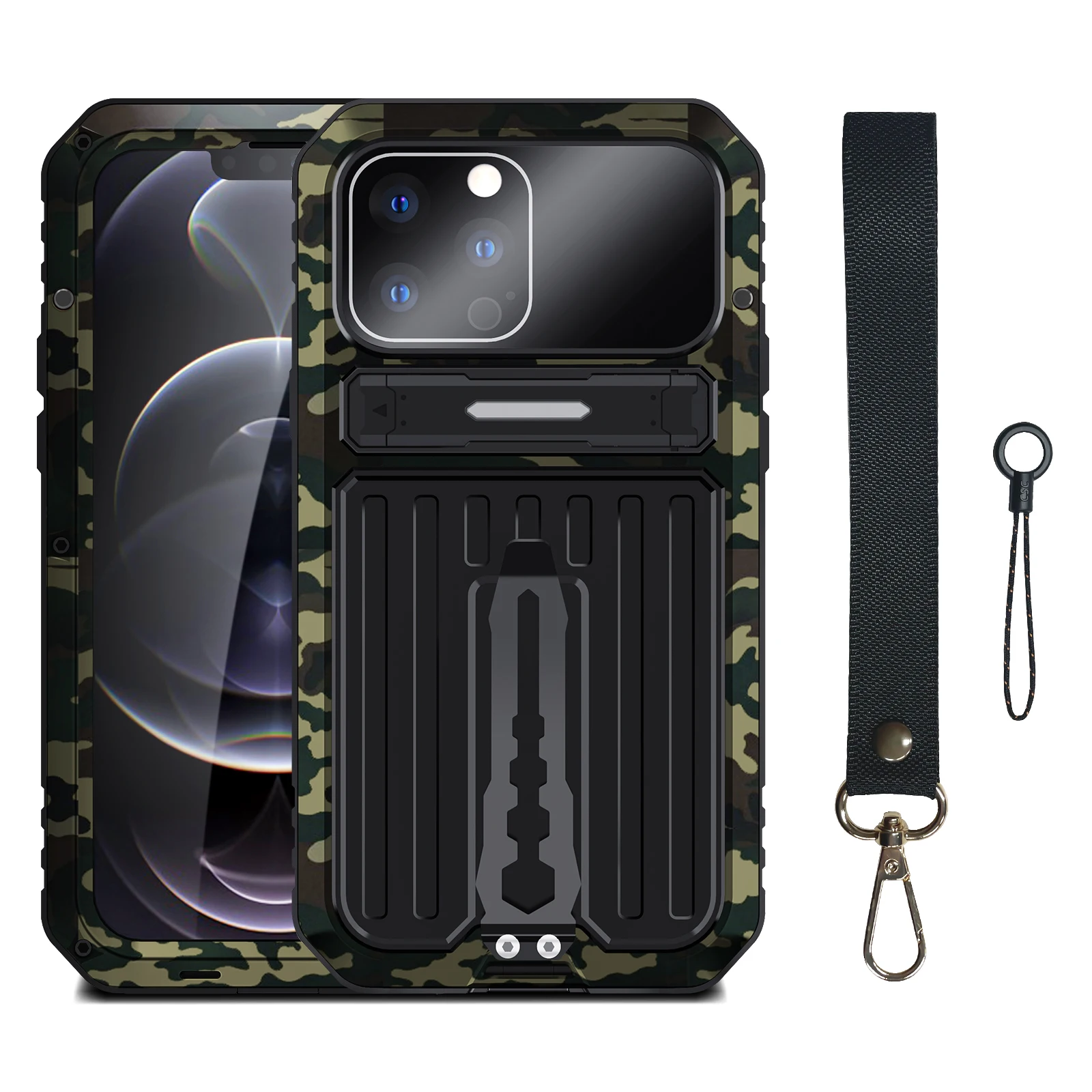 Metal Bumper With Belt-Clip & Holder Lens Camera Protection Armour Case For iPhone 14 Pro Max 14 Plus mobile phone bag & Case