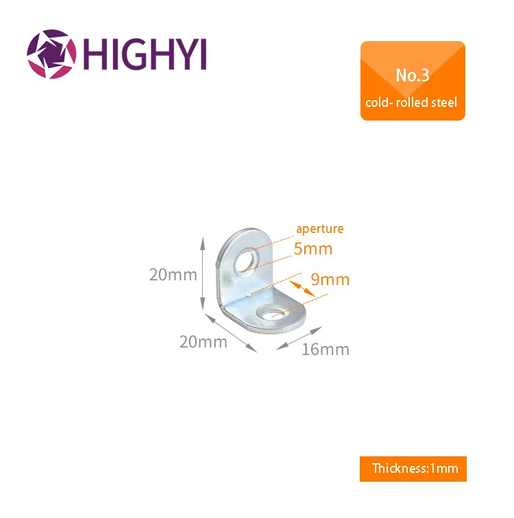 HIGHYI Type L 90 Degree Bracket Connectors Shelf Supports Corner Bracket Stainless Steel Iron