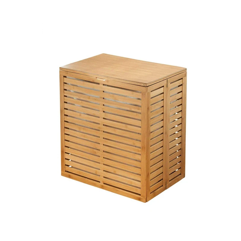 Bamboo Laundry Hamper Basket with Removable Fabric Liner and Decorative Wood Slats