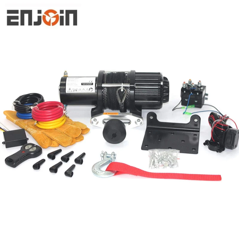 ENJOIN 4500lb ATV Winch UTV Winch 12v Electric Winch Set for 4x4 Off Road