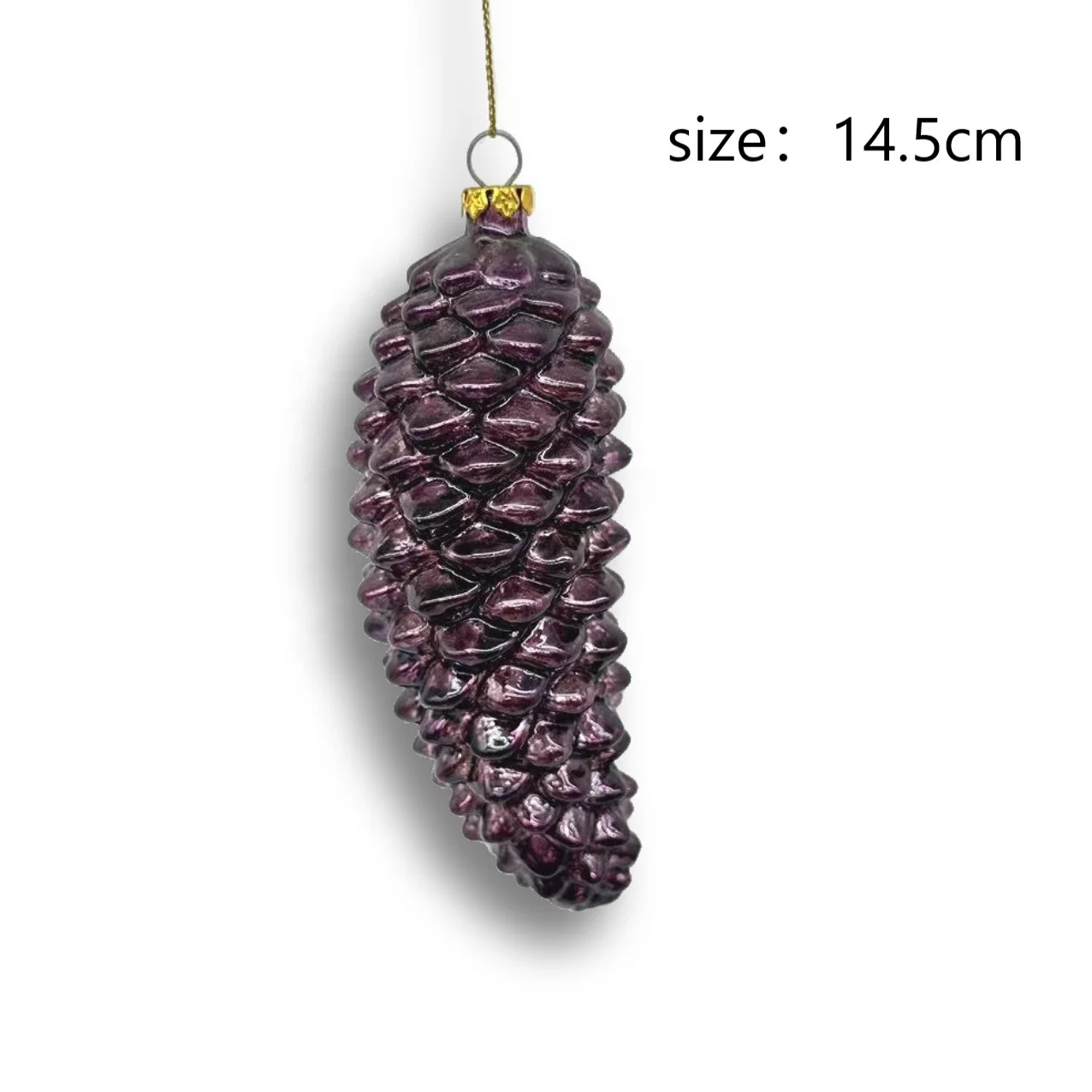BSCI company Christmas glass ornaments handmade home party decoration Christmas tree colored pine cone glass ornaments