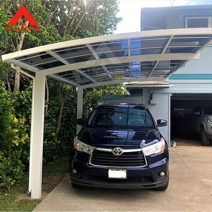 Outdoor 2 Car Metal Carport Aluminium Garages Carport For Parking Polycarbonate Arched Roof Waterproof Metal Garage Carport