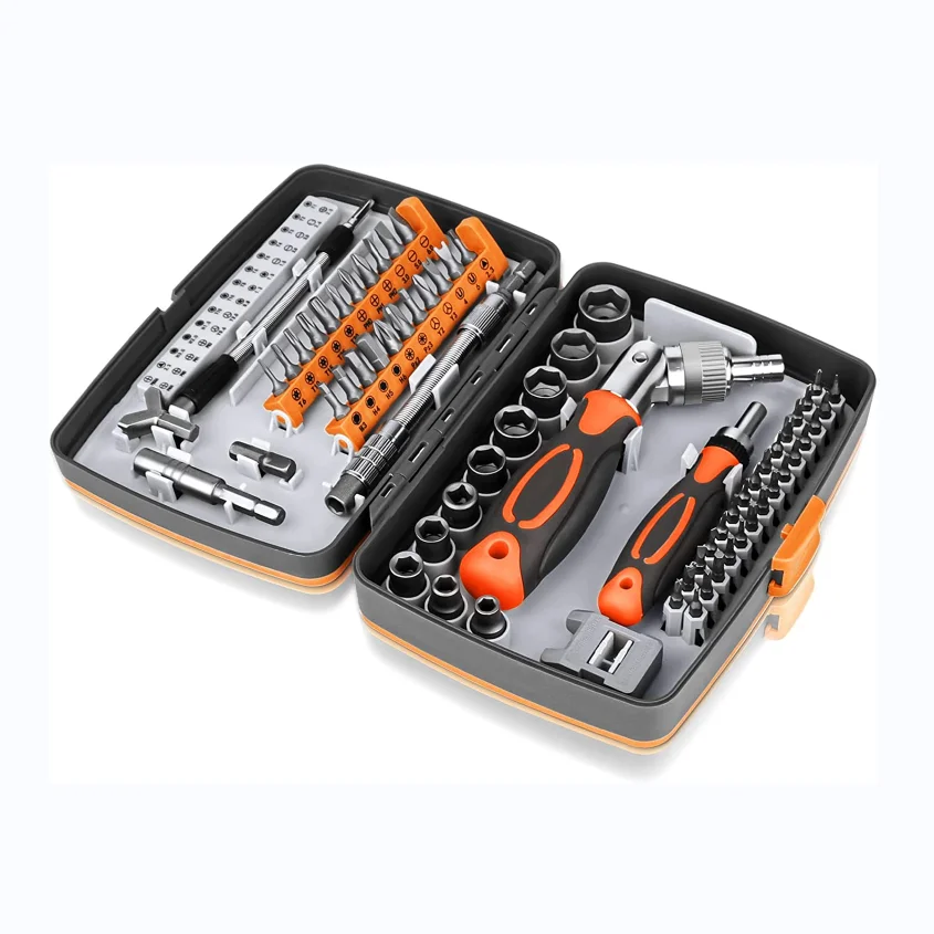 Ratcheting Screwdriver Set -68 in 1 Socket Set & Magnetic Screwdriver Bit Set with Rotatable Ratchet Handles