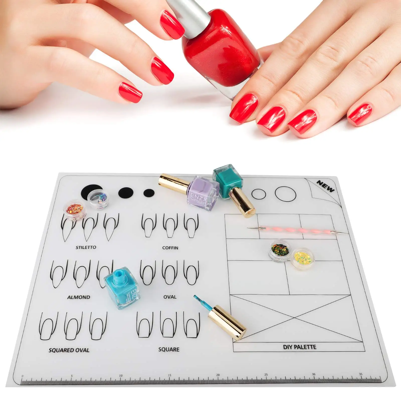 5-Piece Selectable Silicone Nail Art Polish Transfer Pattern Pad Manicure Stamping Stencil for Christmas Party Favor or Gift