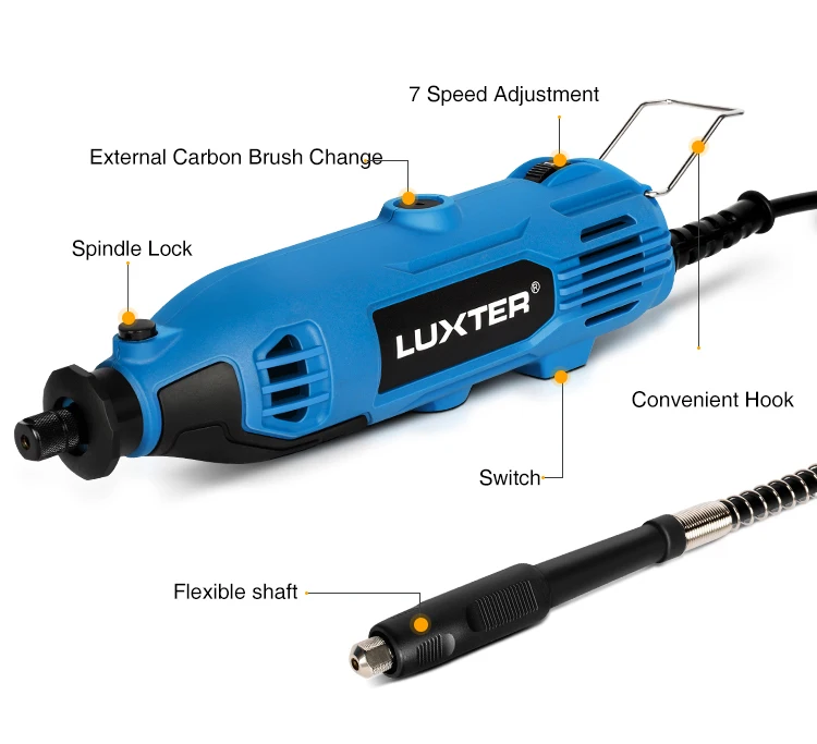 Rotary tools kit 135W  adjustable speed with 40 pcs Accessory Collets size 2.4mm,3.2mm