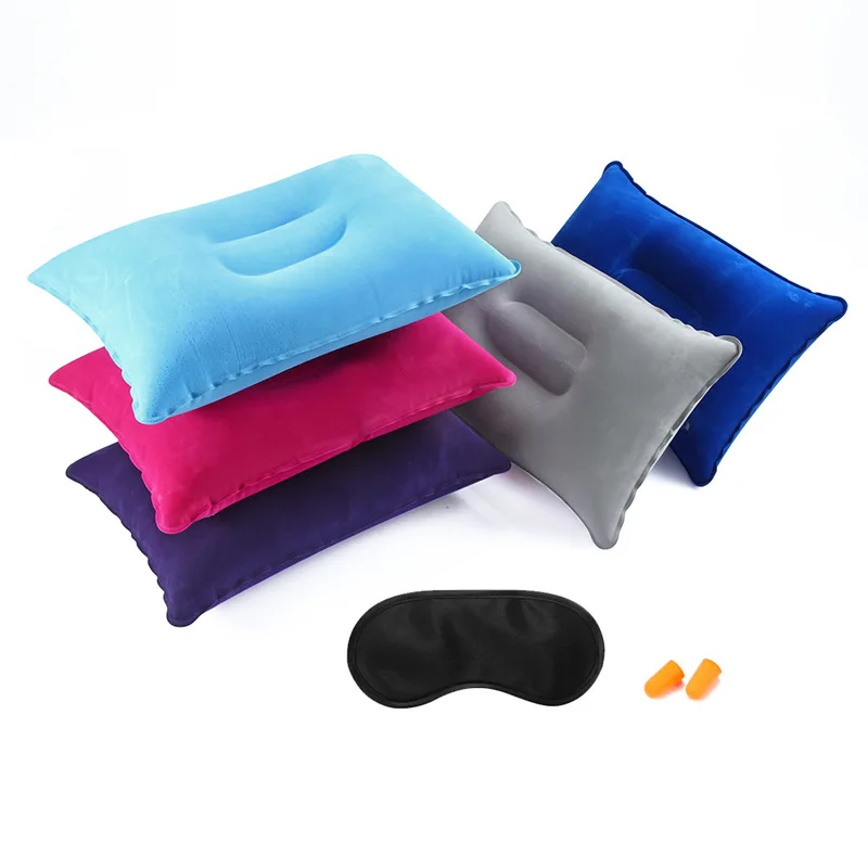 Flight Sleeping Resting Pillow Inflatable Travel Neck Pillow with Eye Mask and Earplug