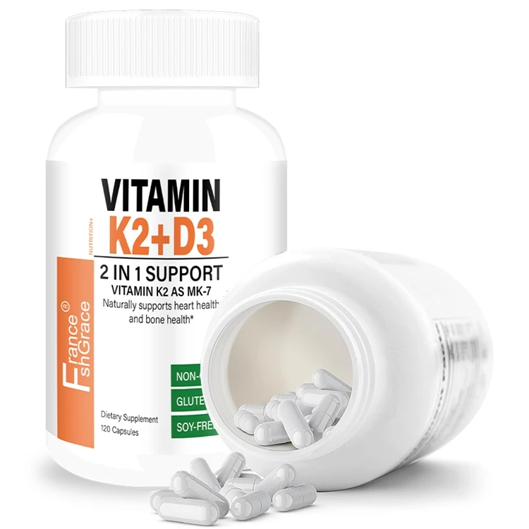 120 Capsules Gluten free Formula Vitamin D3 Vitamin K2  Vitamin D and K Complex with D3 Supplement