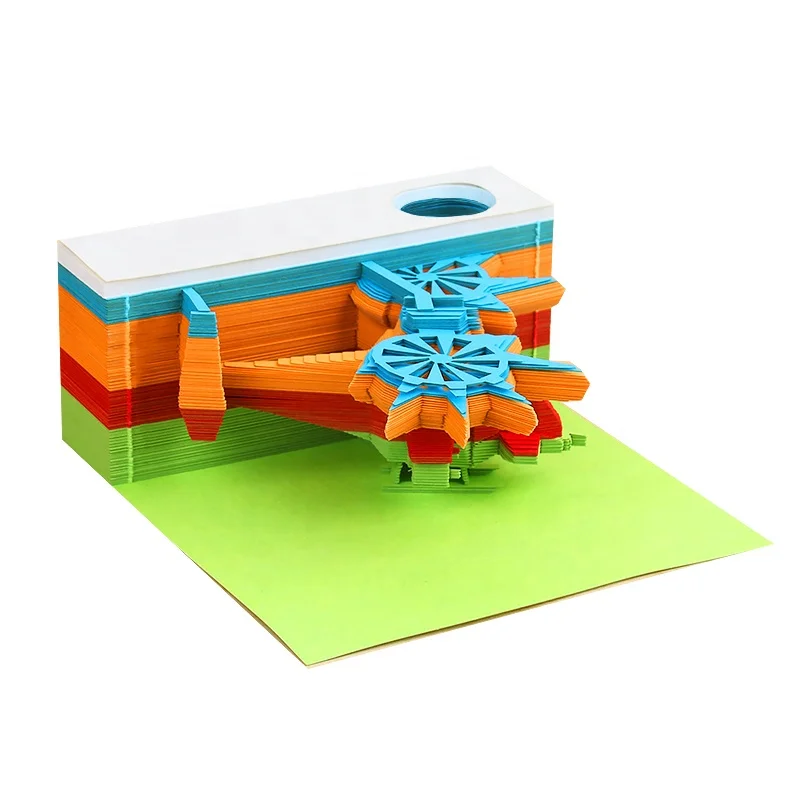 School Supplies Customized Writing Pads 3D Helicopter Model Style Memo Pad Stationery Notepad For Sale