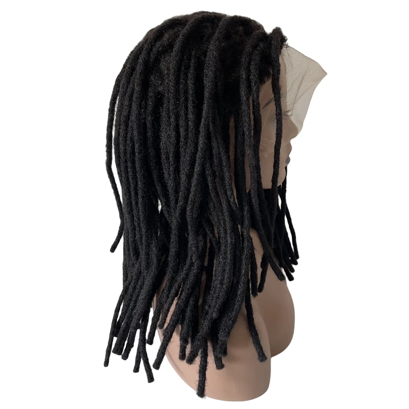 14 inches Indian Virgin Human Hair Black Color 180% Density Dreadlocks Full Lace Wig for Black Woman