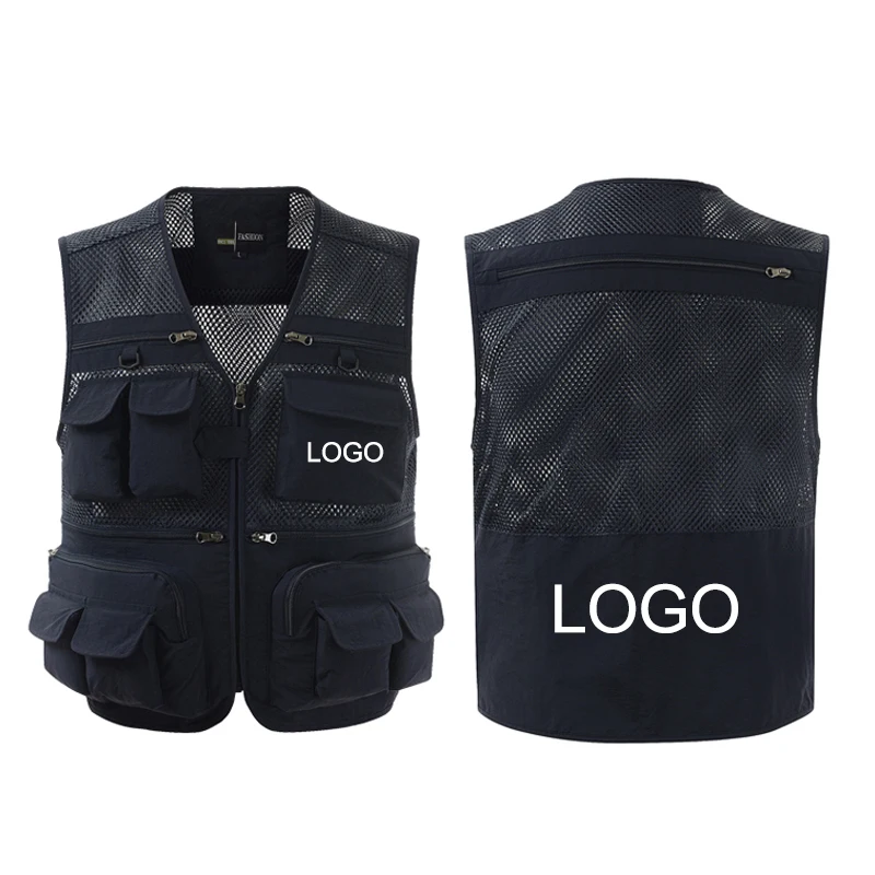 Mens outdoor travel design windproof camo  fly multi pocket fishing vest