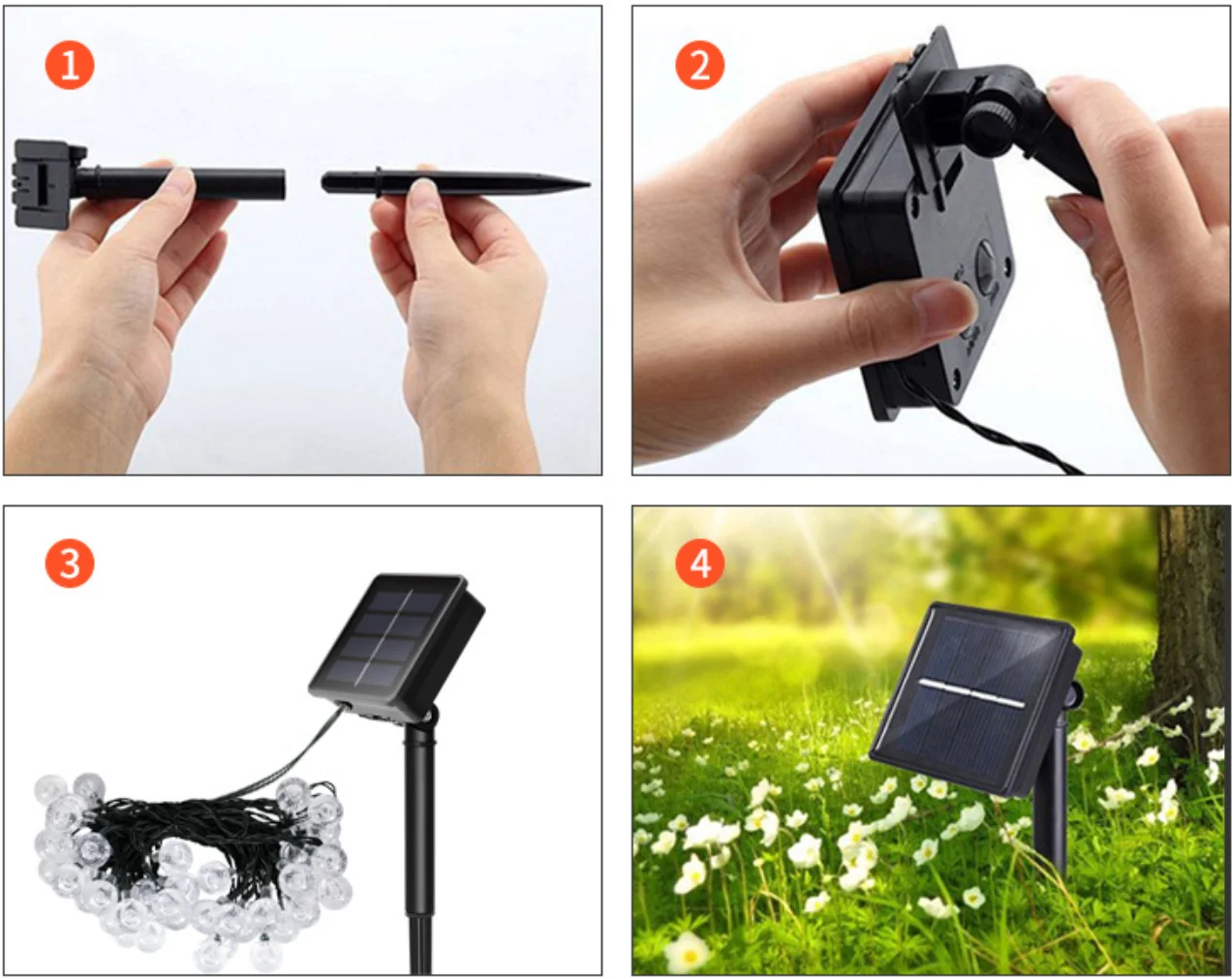 Solar String Lights Outdoor Garden Decoration Christmas 50LED Festive Bubble Globe Lights