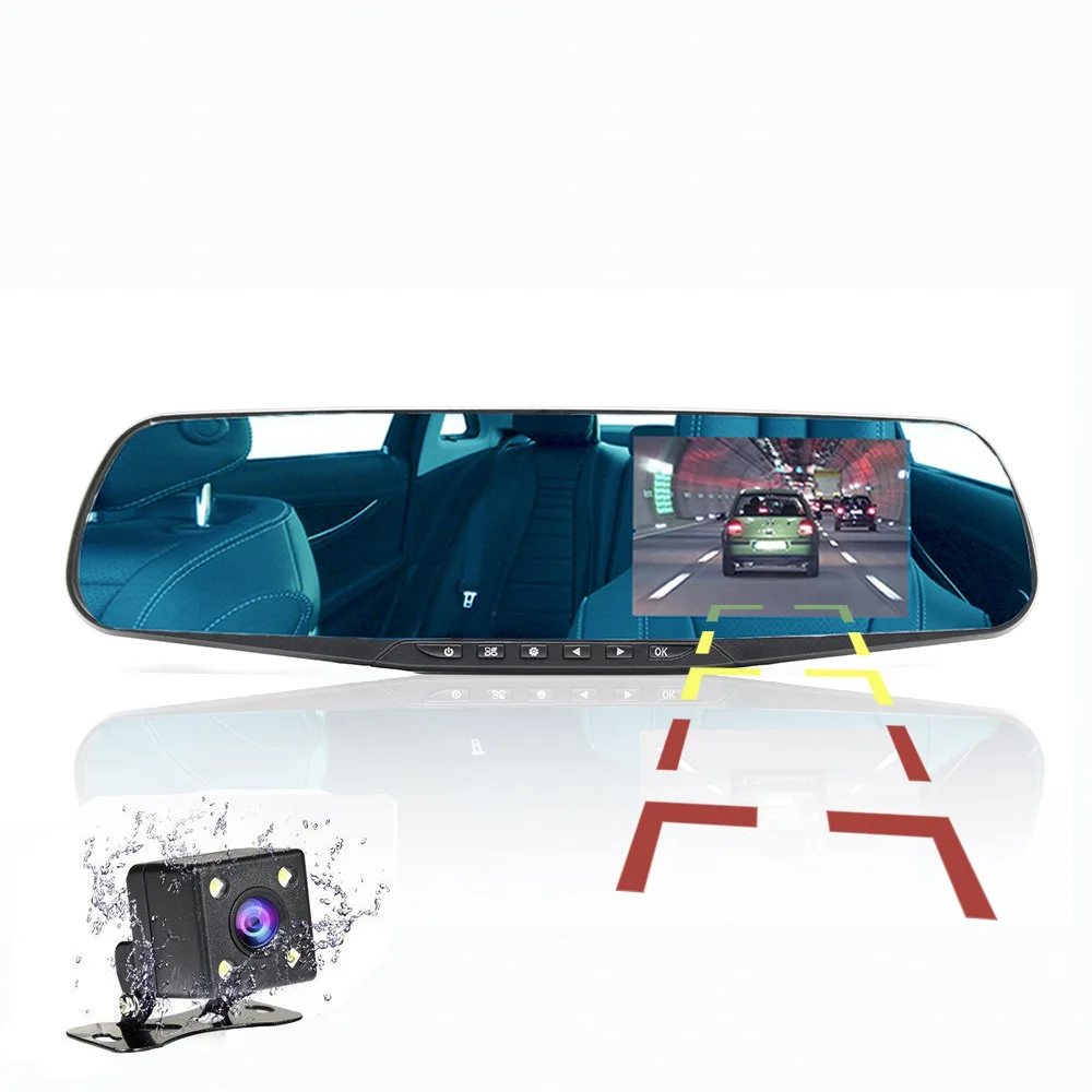 Digital Video Recorder Rear View Mirror Dual Lens 4.3 inch Car Camera Recording DVR