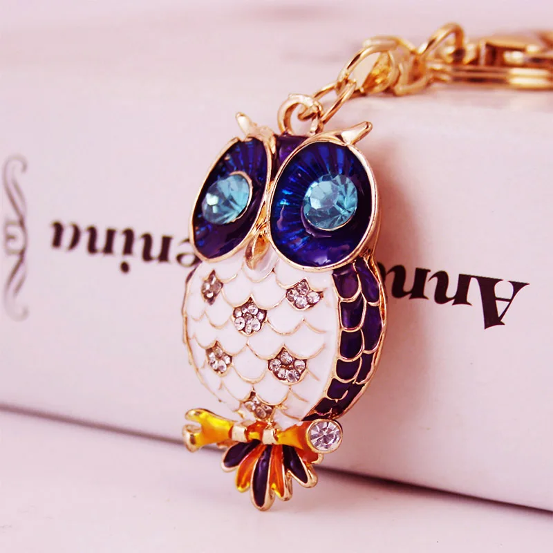 Модная бижутерия, брелок, Сова, эмаль, кристалл, персональная сумка, подарок, автомобильный кулон, памятный подарок, автомобильная пряжка, брелок, кольцо