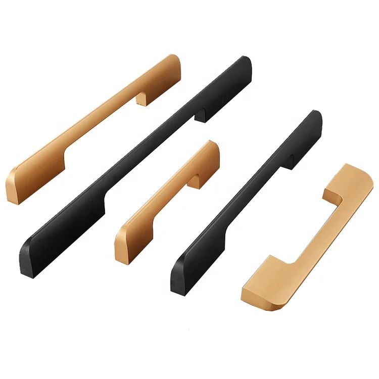 High Quality Aluminium Alloy  Kitchen Furniture Cabinet Handle Gold And Black Push Long Profile Wardrobe Door Handles