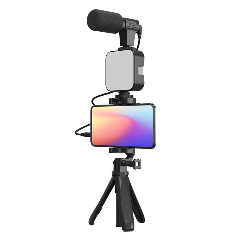 Hot Sale Mobile Vlog video beauty selfie stick live fill light selfie stick meeting recording video microphone stand