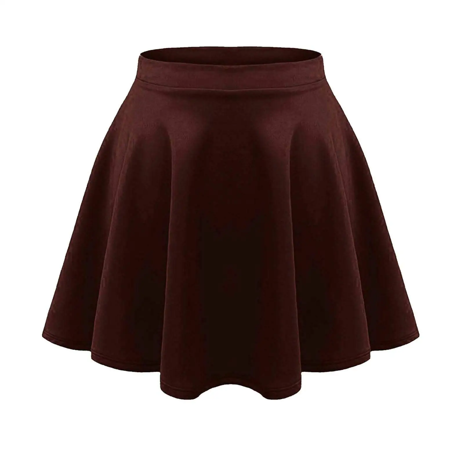 Girls  Casual  Stretch Waist Flared Plain Pleated Skater Skirt