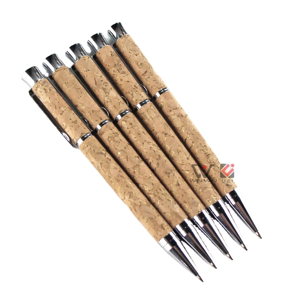 Eco-Friendly  Pen 1.0mm Refill Black Ink Pen Unique Wood Custom Logo Recycled Cork Wood Ballpoint Pens