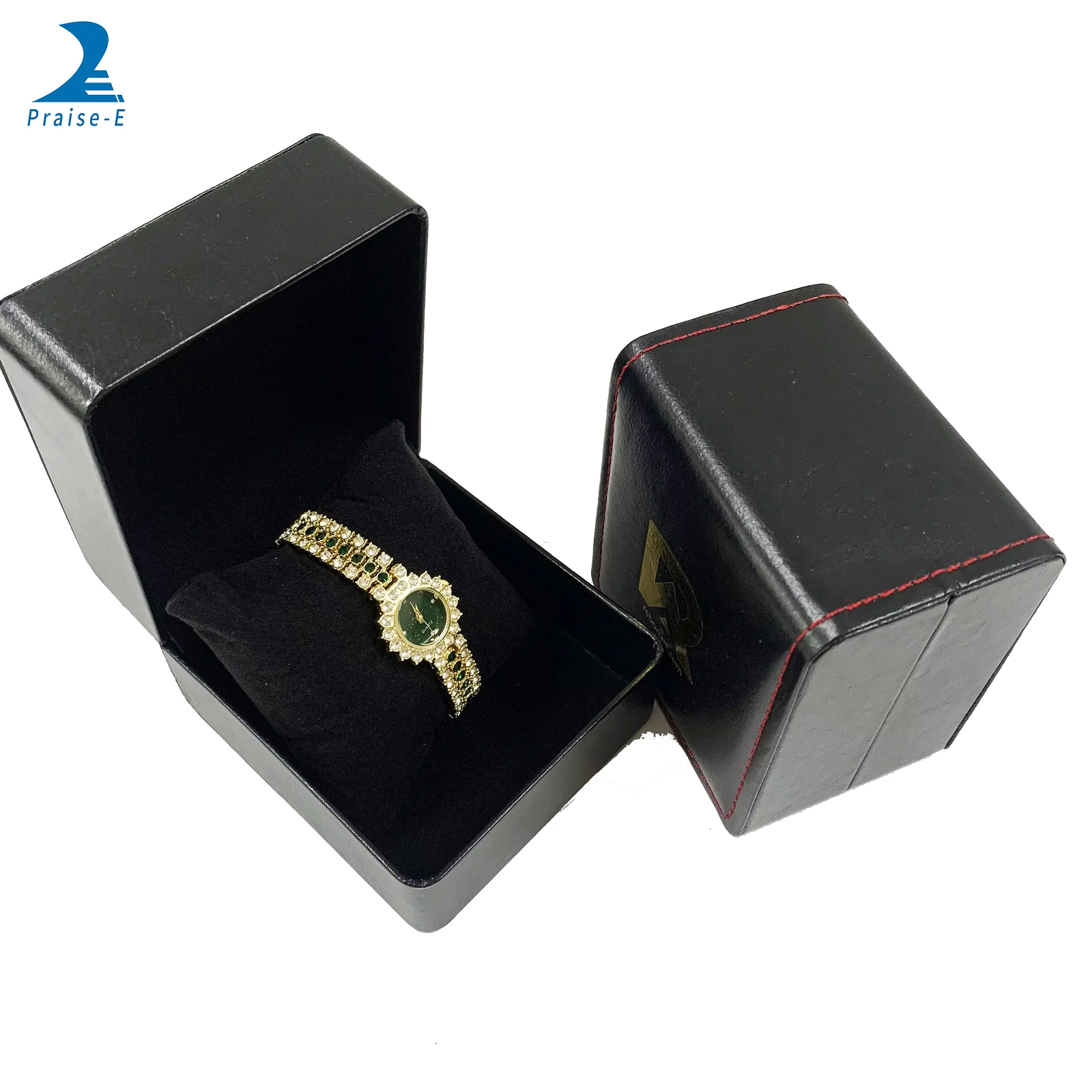 Custom black watch box, flip box cover PU leather, storage box watch packaging jewelry boxes