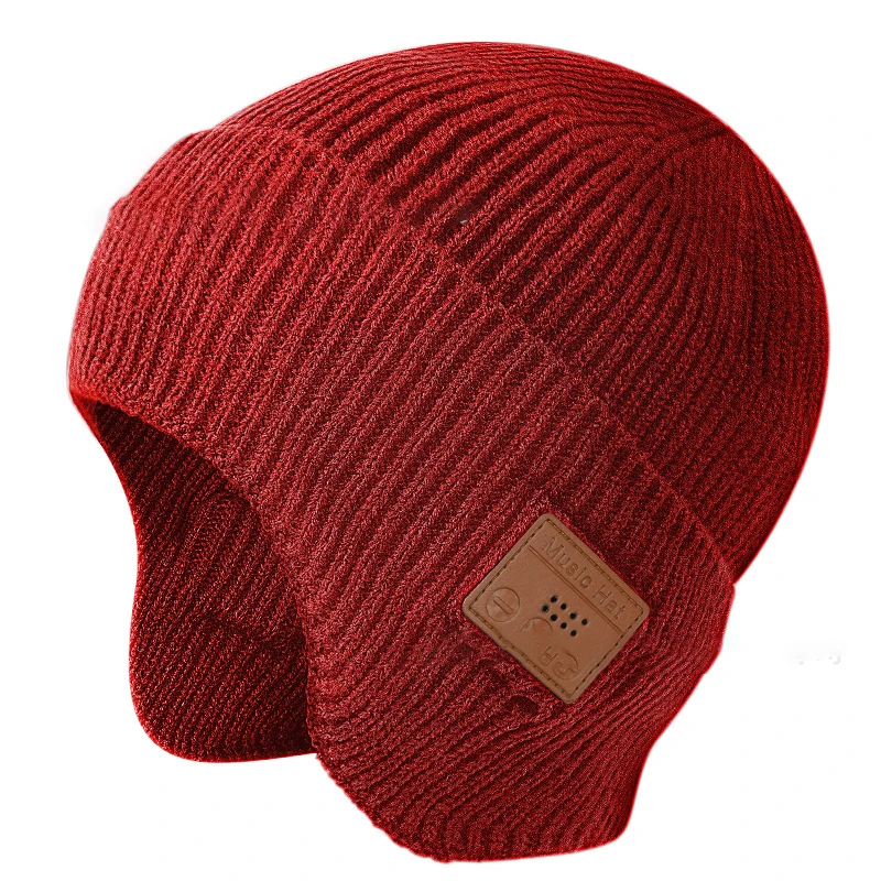 2023 New Fashion Style Winter Wireless Headphone Hat Outdoor Sports Hand-Free Bluetooth Earphone Music Hat Knitted Hat Cap