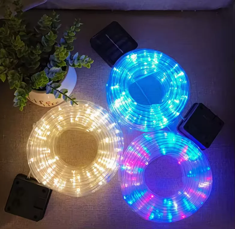 Solar LED Color Flashing String Lights with Outdoor Home Courtyard Waterproof Holiday Decoration Neon Lights
