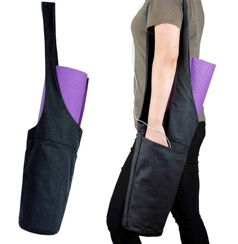 Sustainable Round Sports Gym Yoga Bag Carry Canvas Yoga Mat Bag with Hidden Pockets