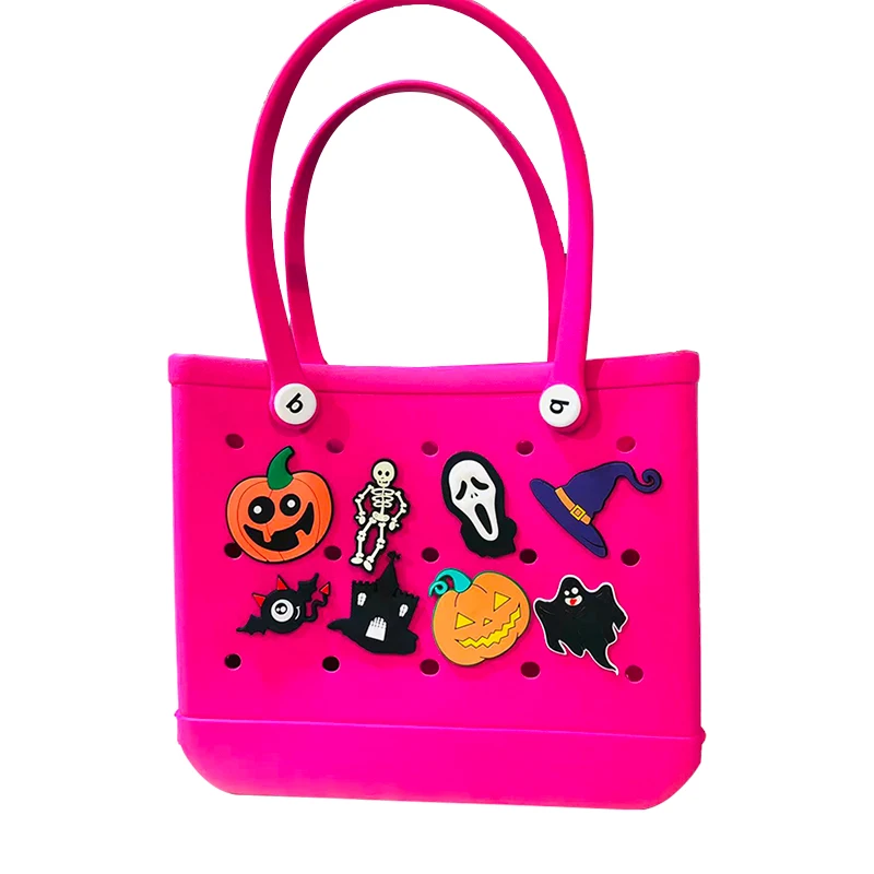 Custom logo bogg bag accessories silicone Handbag bogg tote bag Insert charms accessories for silicone beach bags