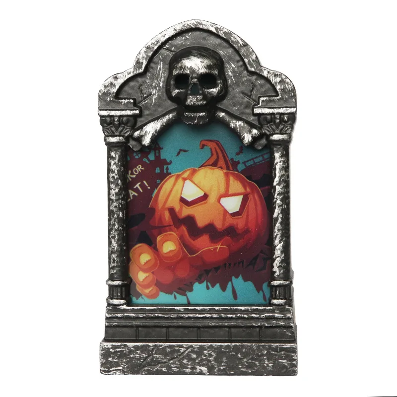 Halloween tombstone light new LED decoration props candle light colorful flashing skeleton headlight portable pumpkin lantern