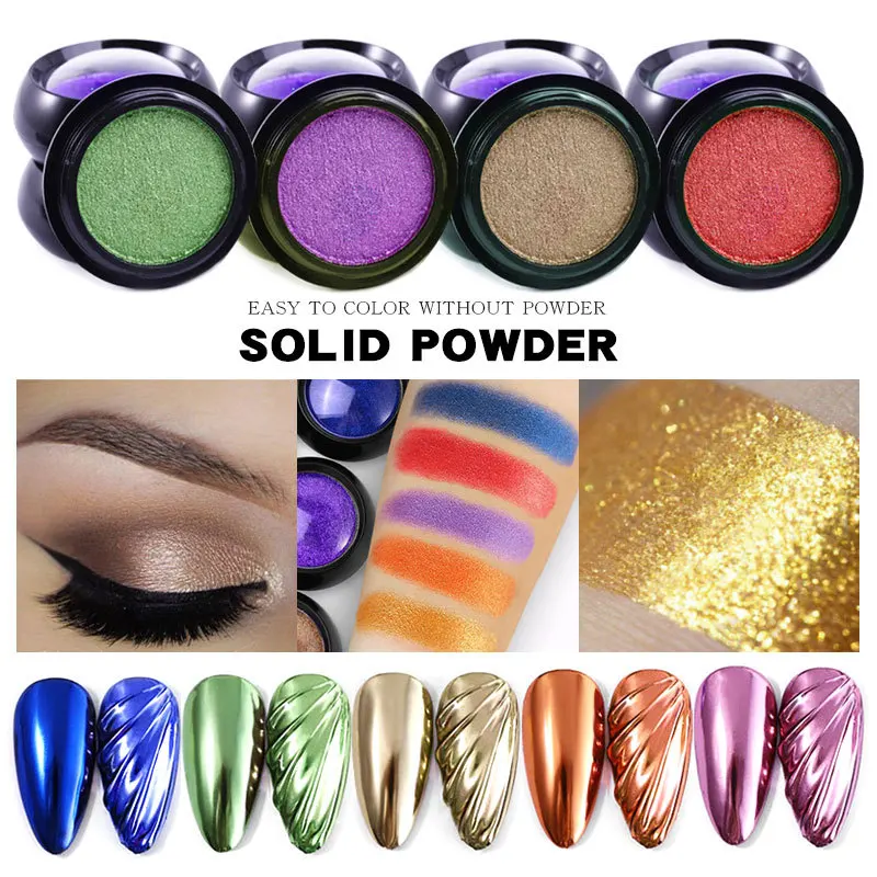 0.5g/jar solid Magic Nails Chrome Powder Nail Art Aurora Pigment Solid Mirror Powder