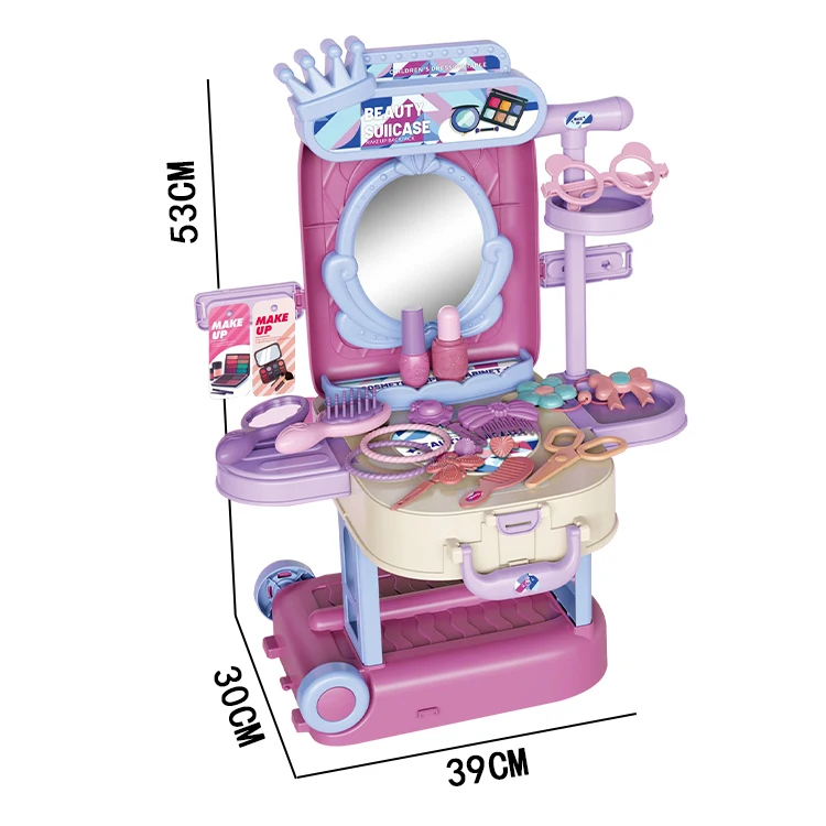 DIY 3 In 1 Girls Princess Dresser Toys Educational Play Dressing Beauty Makeup Kids Dresser Table Toy