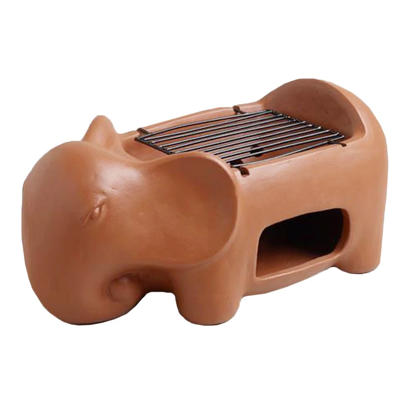 Custom wholesale hibachi portable camp barbeque grills elephant shape terracotta charcoal grill for camping garden outdoor