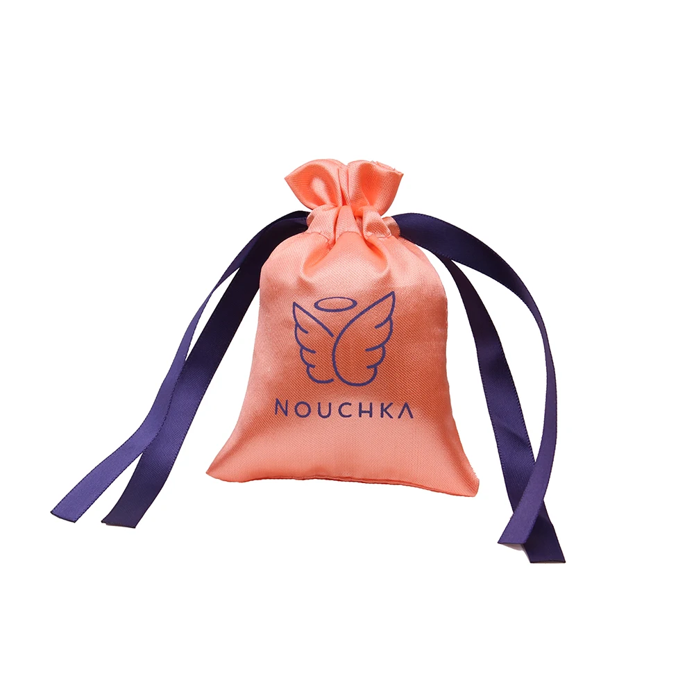 custom logo drawstring hair bundle extensions packaging bag wig satin bag