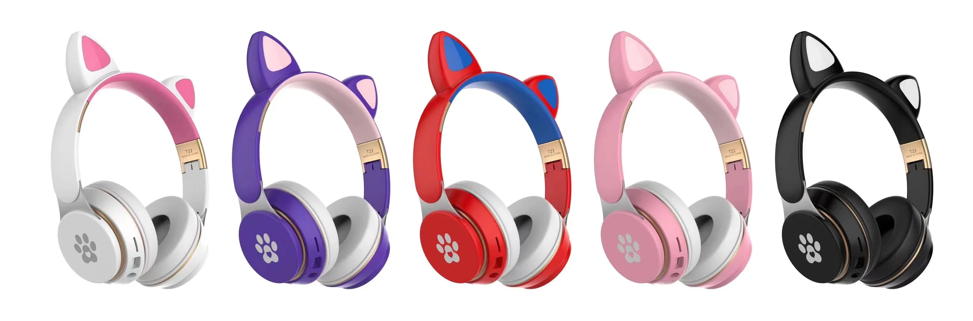 High Quality Wholesale Custom Waterproof Gamer Earphones Pink Cute Cat Ear Headphone Wireless BT Gaming Headset Headphones