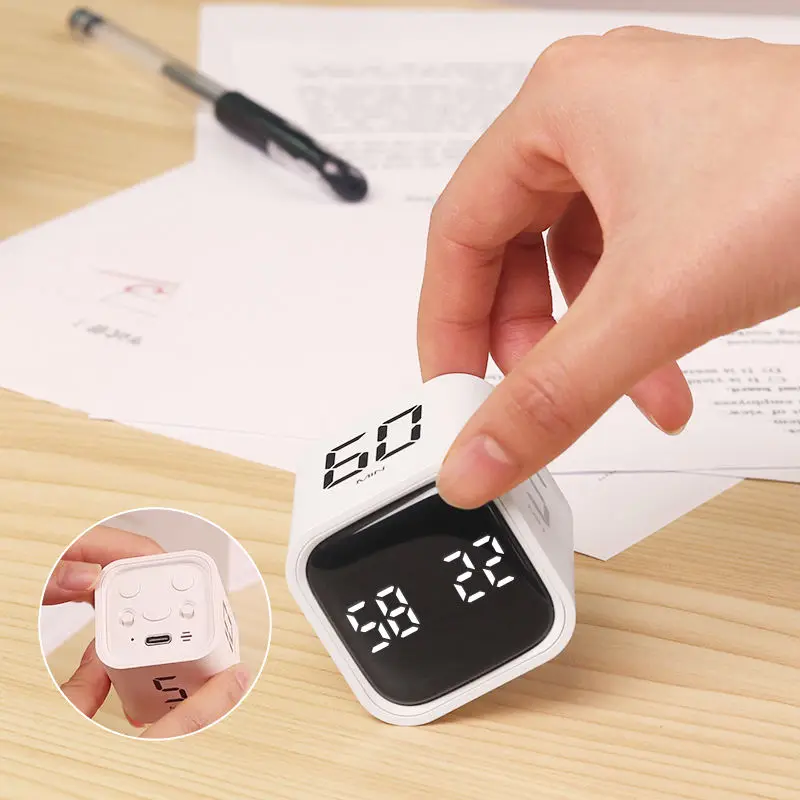 Lightweight Gravity Sensor Flip Digital Timer for Time Management Countdown Settings 30 60 Minutes Kitchen Timer for Kids Study