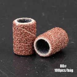 Wholesale 100pcs/bag Cotton Base Fine Medium Coarse 80# 150# 240# Bulk Manicure Brown Nail Bit Sand for Drill Machine