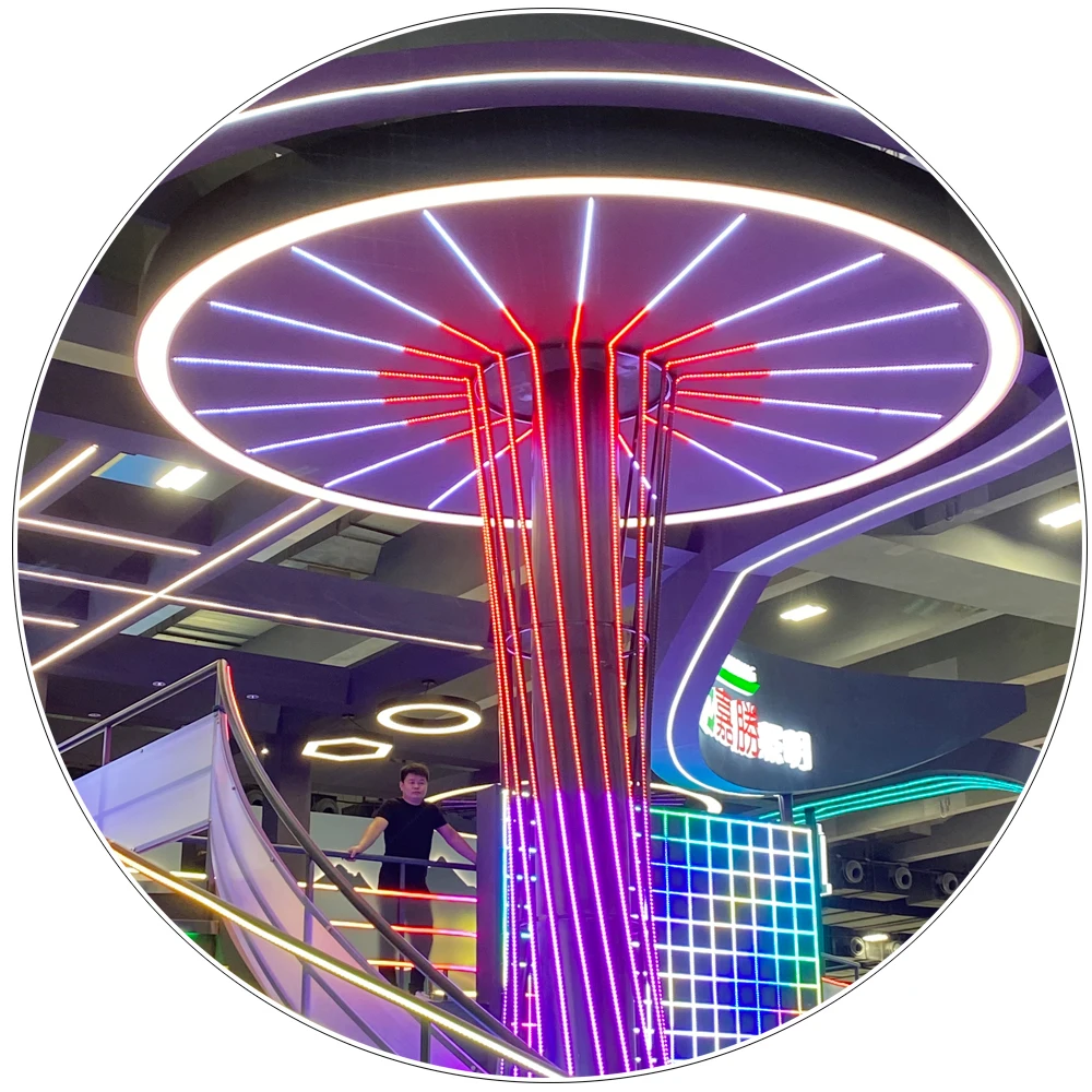 RGB белый круг кольцо подвесной светильник LED Кристалл светлый цвет переменчивый кольцо круговой свет для вестибюля гостиницы 4s магазин