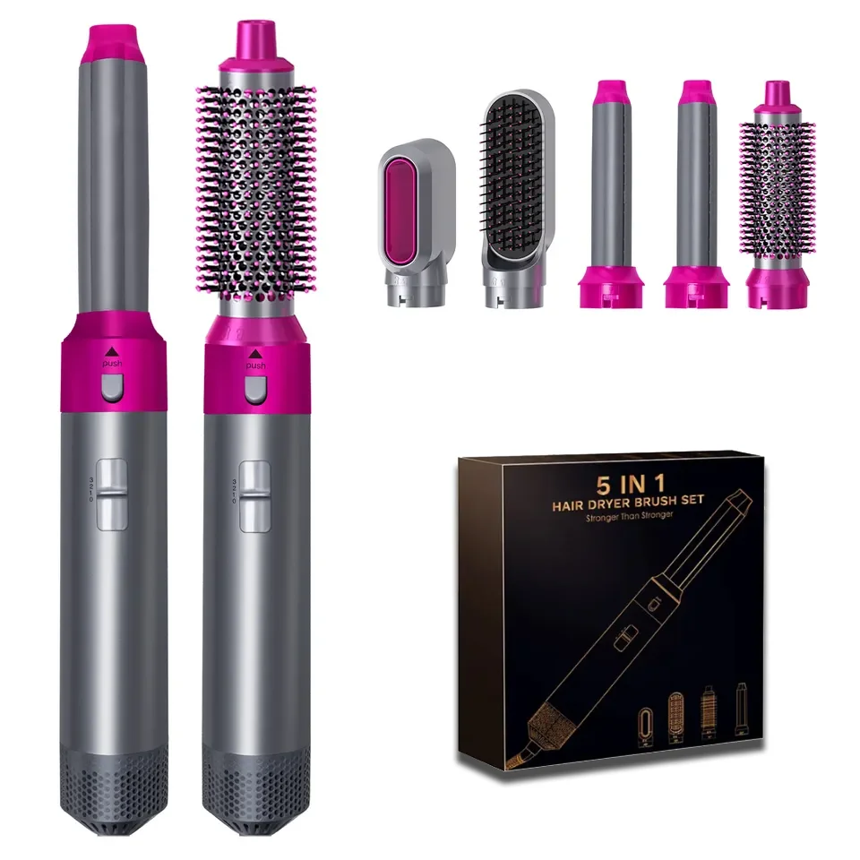 2023 New Professional 5 In 1 Detachable Interchangeable Styler Electric Hot Air Brush 1 Step Hair Dryer Brush set