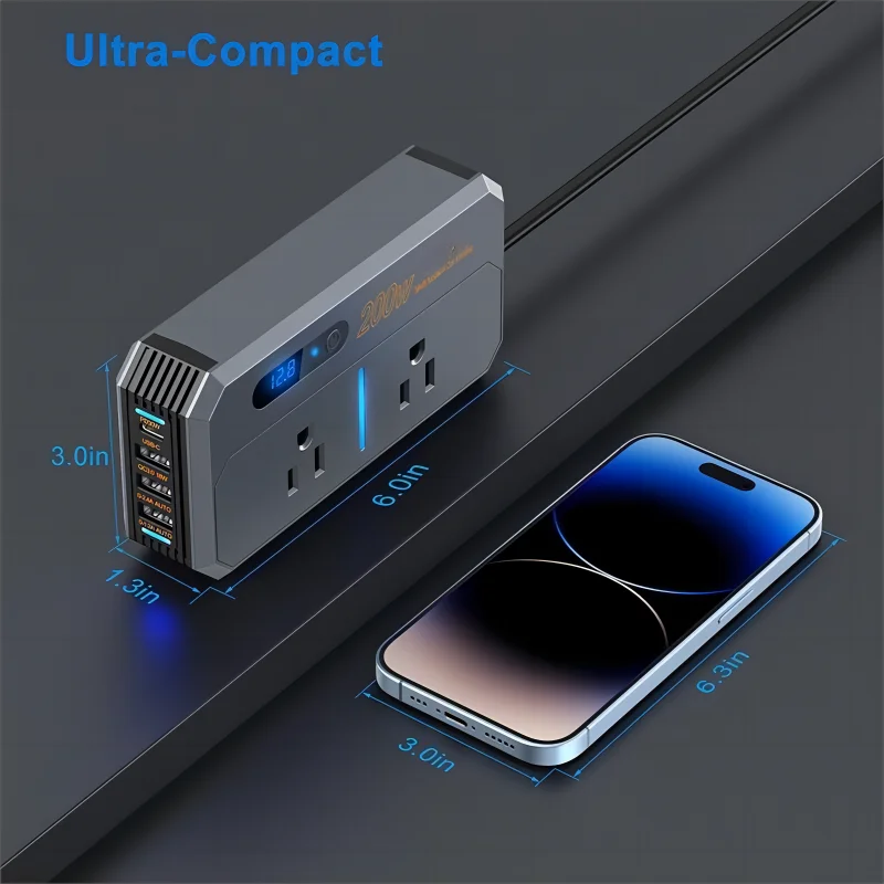 car ac adapter usb charger 200w car power inverter dc 12v to 110v ac converter truck 24v to ac power car battery power inverter