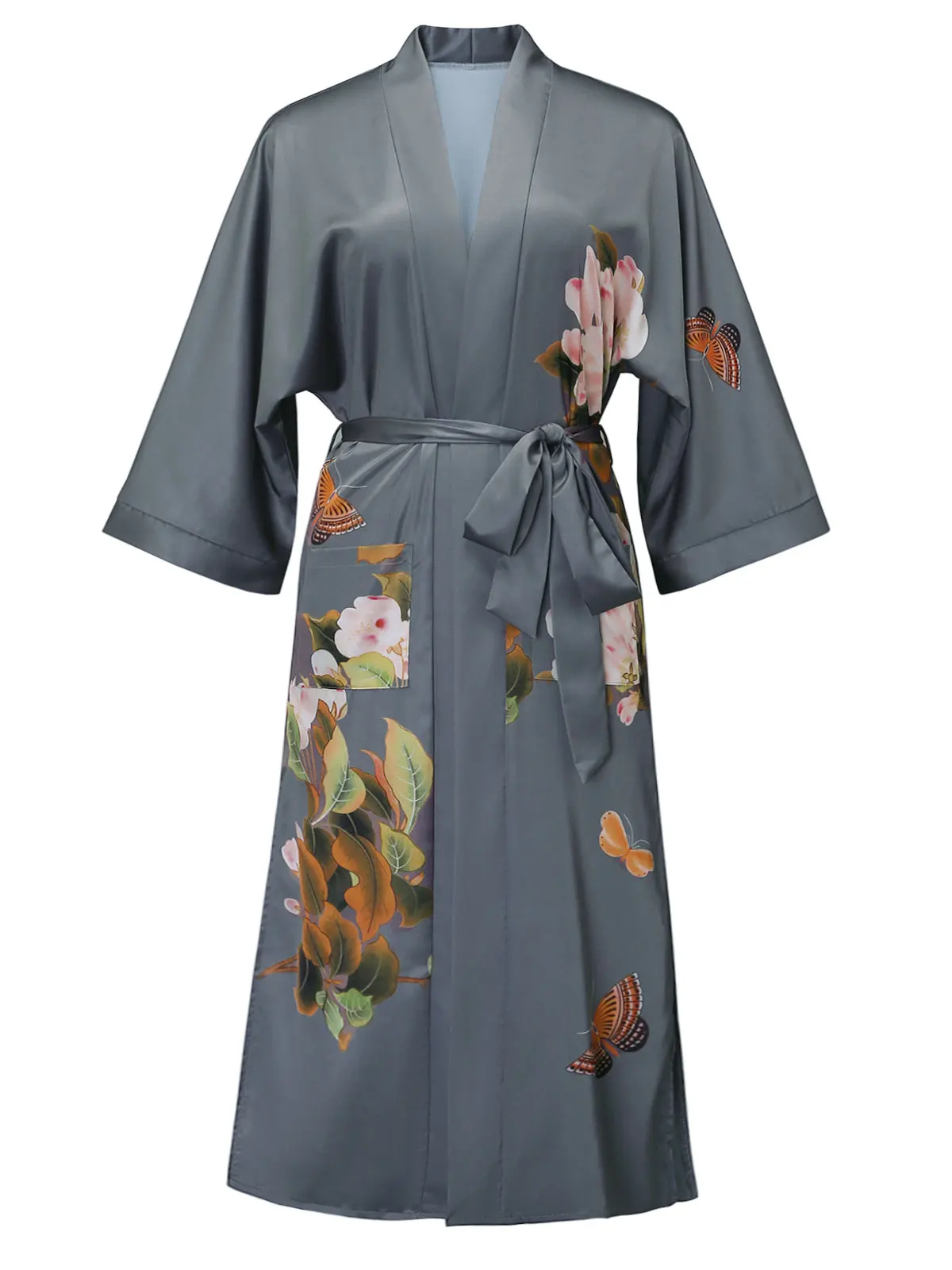 
2021 New Fashion Wholesale Night Club Emberlished Boho Kimono Robes with Fringed Hem Women Silk Kimono Robe Pajamas Customize 