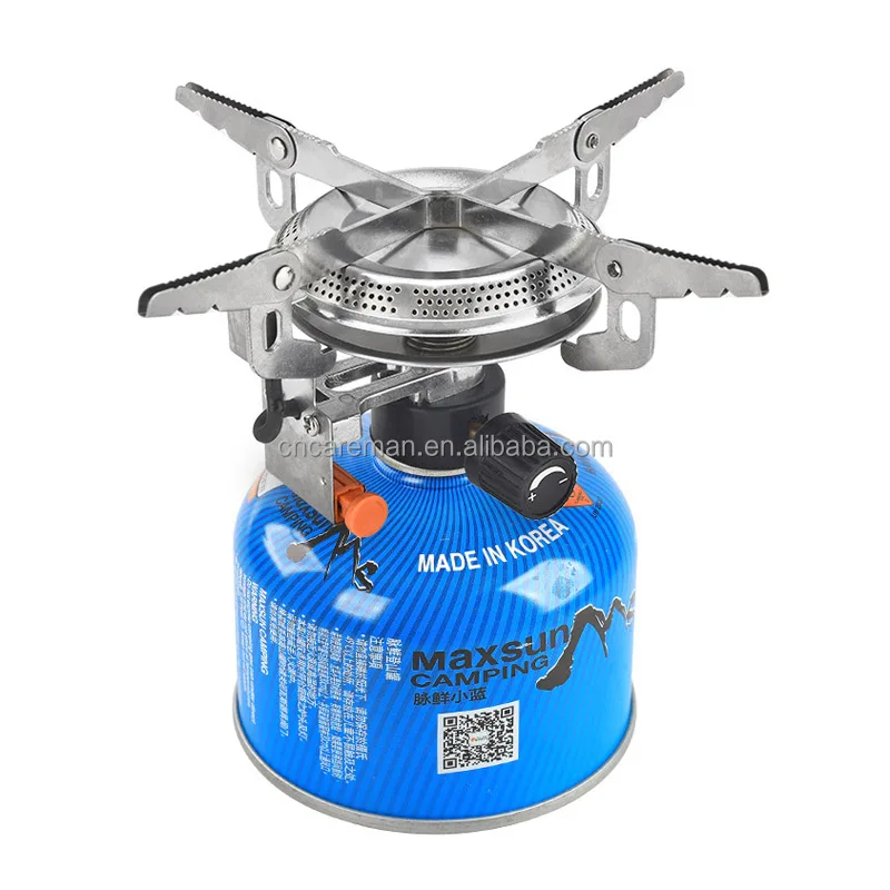 3500w Mini Integrated Camping Gas Stove, Pocket Compact Hiking Gas Burner Cooker w/Green Plastic Carry Case Big/Large Fire Plate