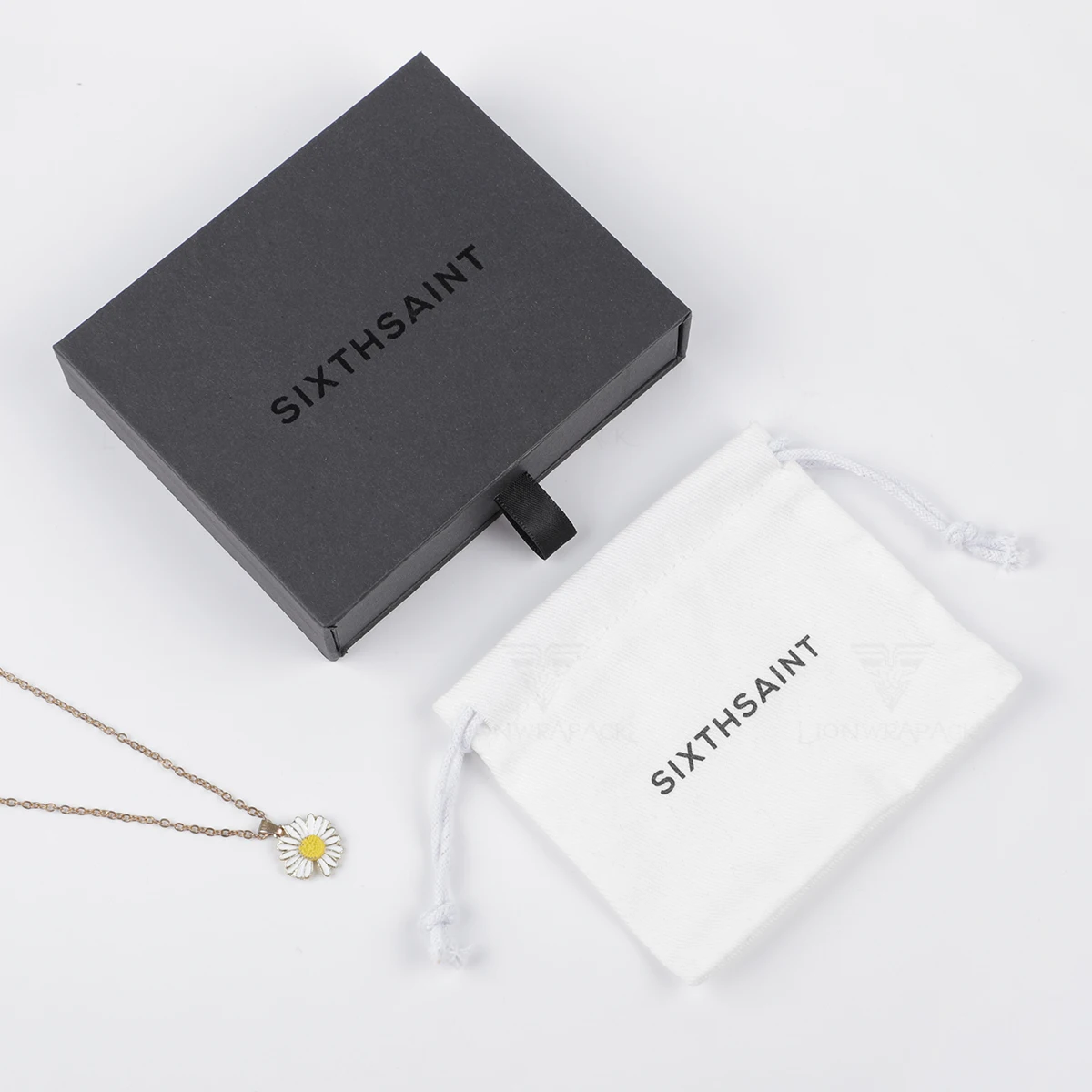 Portable White Flocking Gold Printing Custom Velvet Pouch Jewelry Drawstring Bag