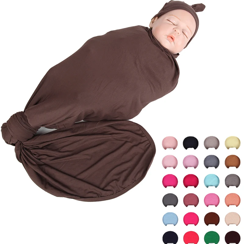New Born Knitting Swaddle Baby Muslin Blanket Set Infant Sleeping Knotted Swaddles Wholesale