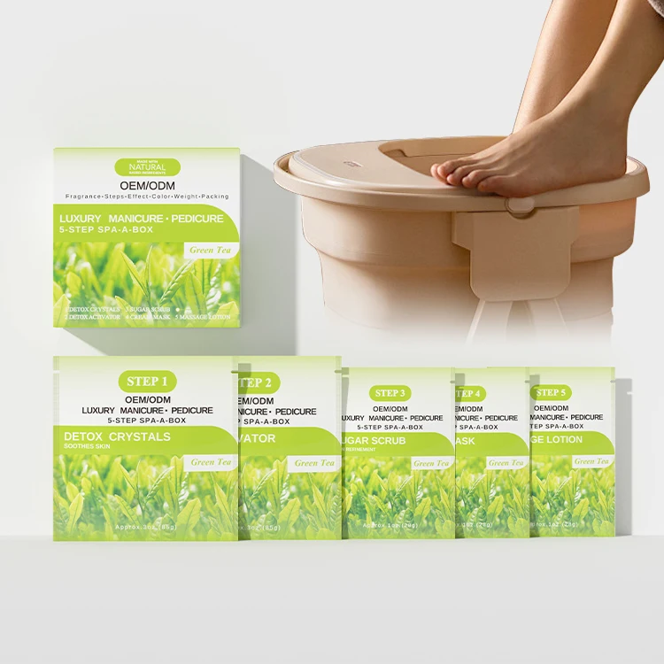Private Label Deluxe Cleanse Nourishing Spa Pedicure Kit Luxurious 5 Step Routine For Salon