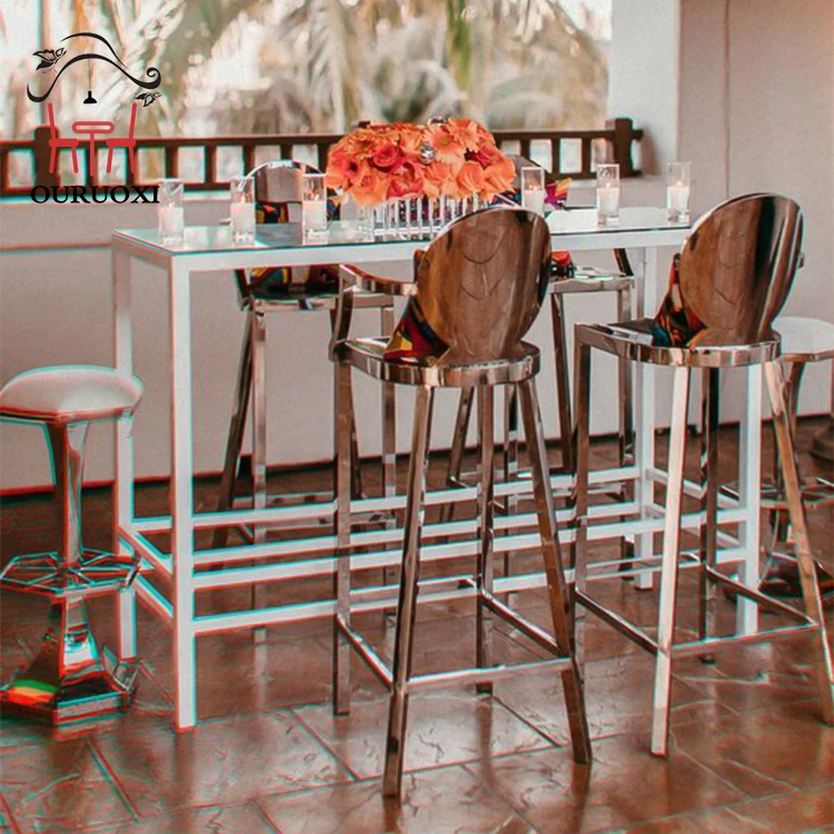 wedding party furniture high quality full metal stainless steel bar stool